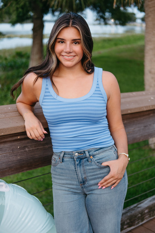 Blue Stripped Reversible Tank Top